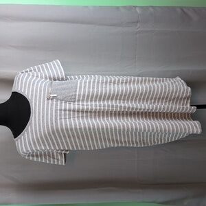 Michael Michael Kors Gray and White Striped Midi Dress